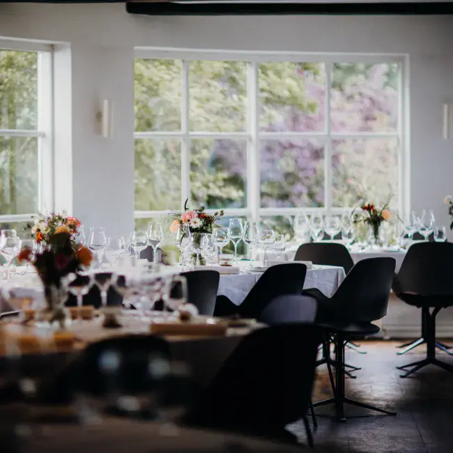 Restaurant with tables ready for dining